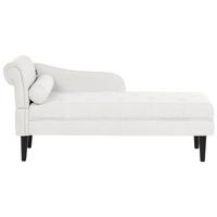 CHAISELONGUE-LINKSSEITIGE Stoff Cremeweiß Yvoire - Creme/Schwarz, Textil (68/72/151cm) - Beliani