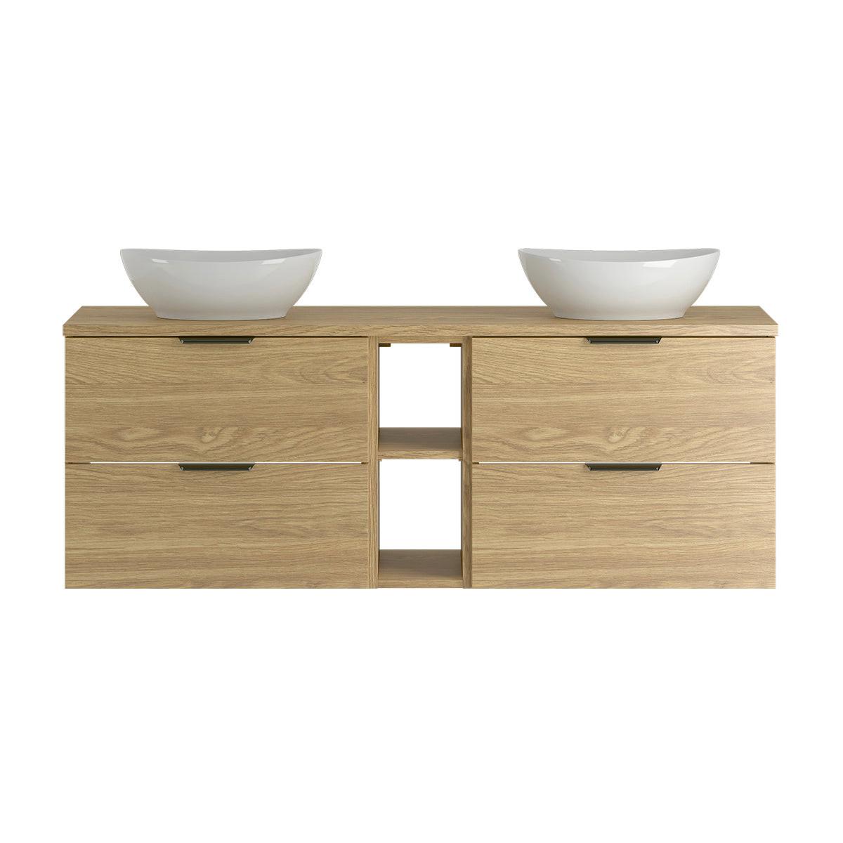 DOPPELWASCHTISCH 140.6cm Astrid Holz - Braun, Holzwerkstoff (140.6/52.2/46.5cm) - Petits-meubles