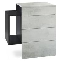 NACHTTISCH Queens Front in Beton Oxid Optik - Hellgrau, Holzwerkstoff (60/63/36cm) - Vladon