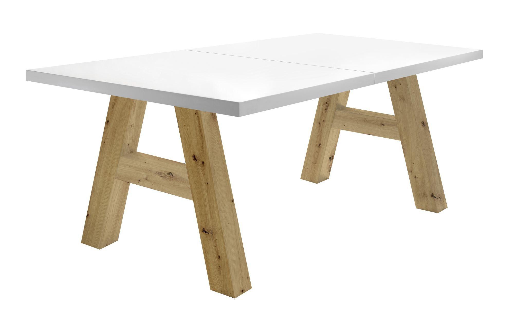 ESSTISCH ausziehbar Elia 1 140 x 90 x 75 Esszimmertisch Asteiche/Weiß Matt Lack - Weiß, Holz (140/90/75cm) - 58aufmkessel