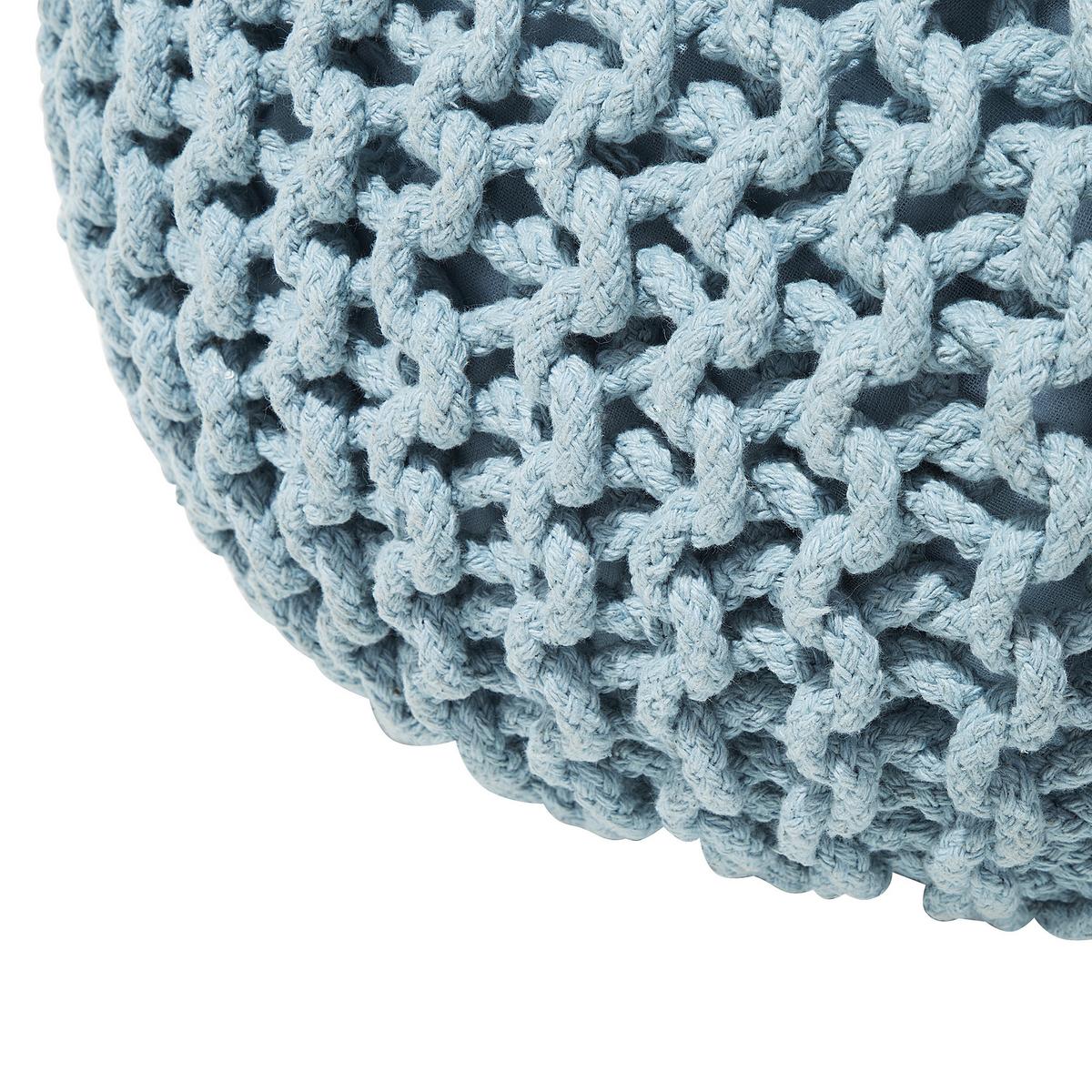 POUF Conrad 50/50/35 cm - Hellblau, Naturmaterialen/Textil (50/35/50cm) - Beliani