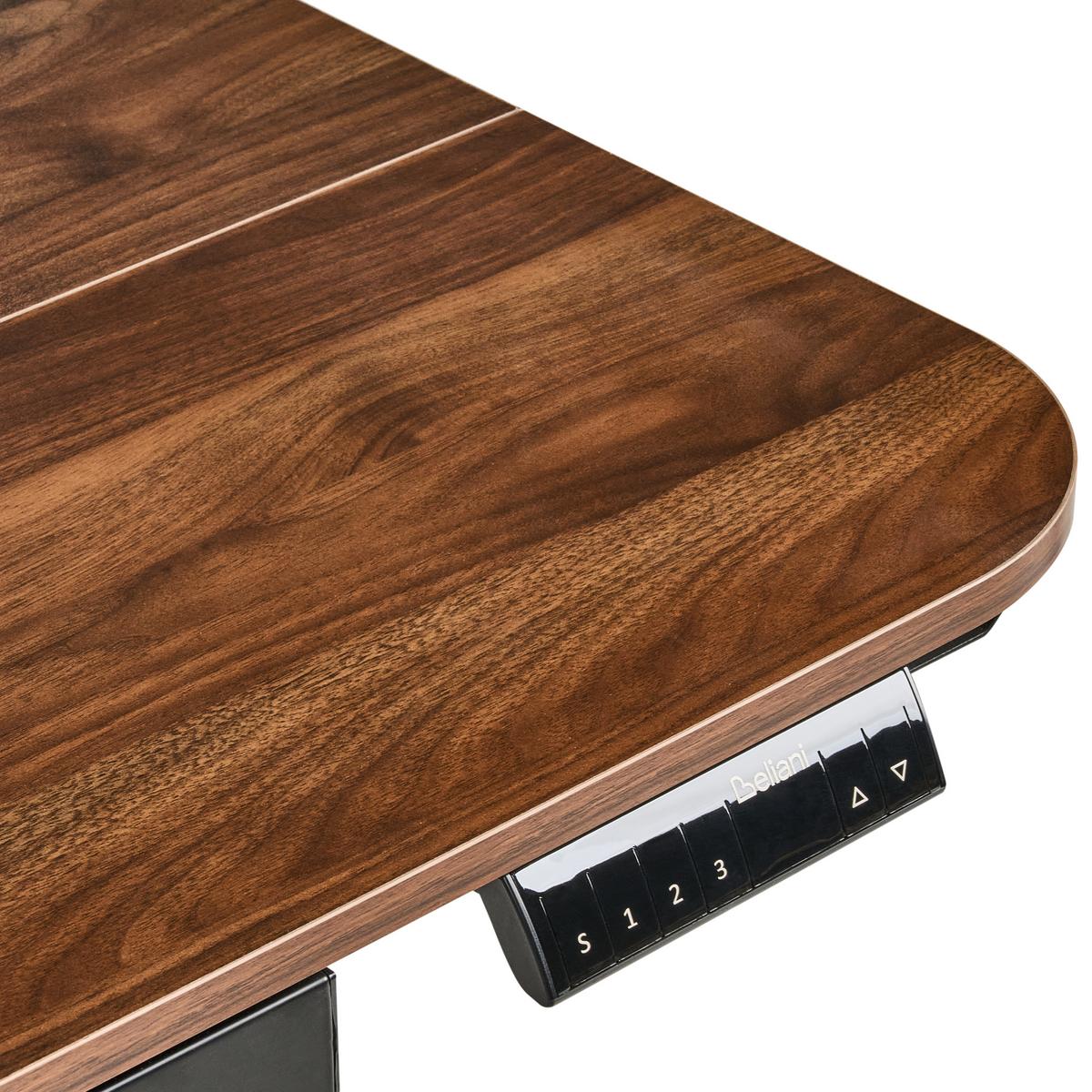 SCHREIBTISCH elektrisch höhenverstellbar 120/60 cm mit USB-Anschluss Braun/Schwarz Wilbanks - Schwarz/Braun, Holzwerkstoff/Metall (60/120/90cm) - Beliani