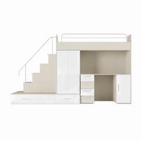 KINDERZIMMER Set RAJ 5, Hochglanz mit Hochbett, Schrank und Schreibtisch - Kaschmir/Weiß Hochglanz, Holzwerkstoff (320/180/86cm) - Lookway