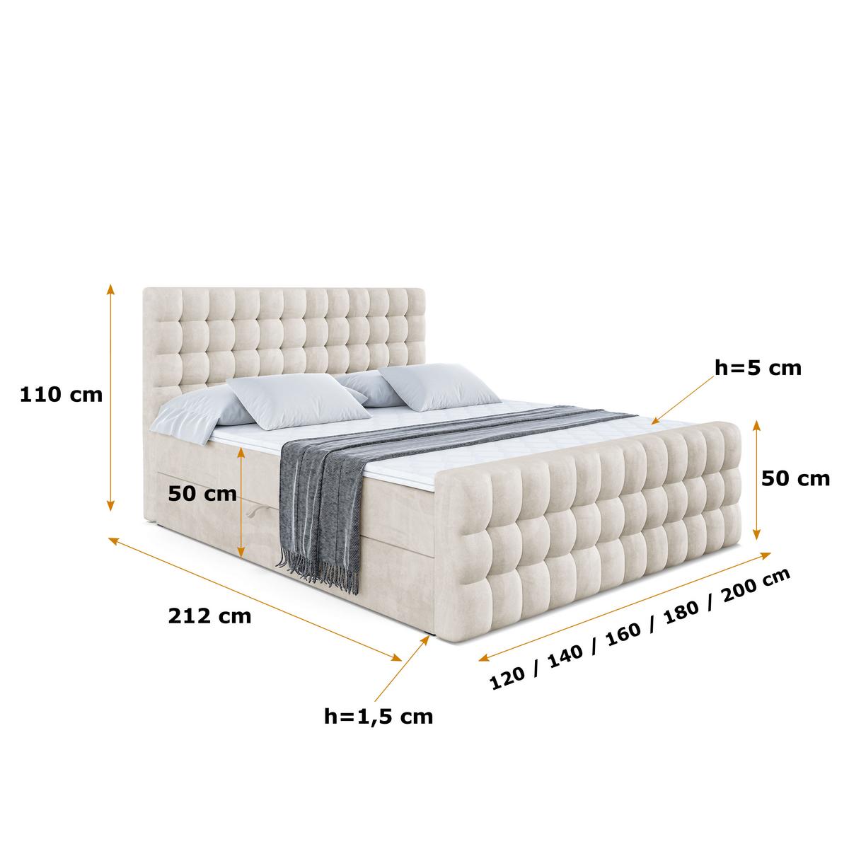 BOXBETT VIONE-Z - 140 x 200 - H3 - Ecru - Ecru, Holzwerkstoff (140/200cm) - ALTDECOR