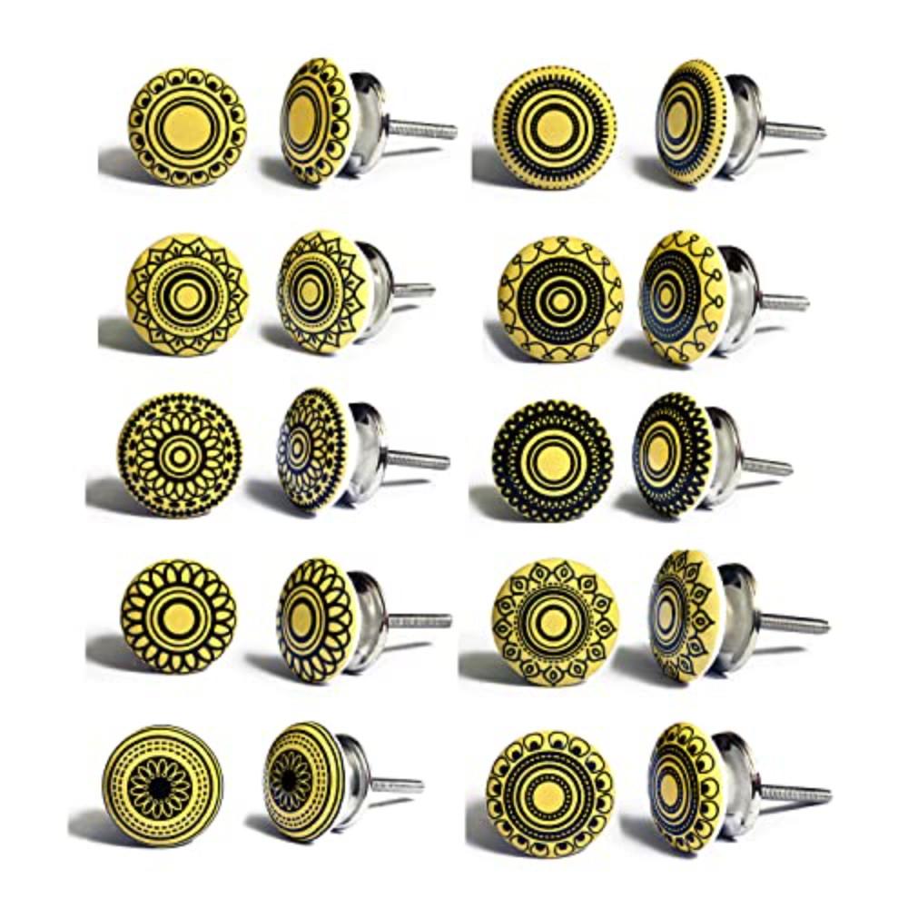 KERAMIKKNÖPFEN Set mit 10 senfgelben Keramikknöpfen 40 mm Durchmesser - Beige, Keramik (4/4/6.9cm) - Nacnic