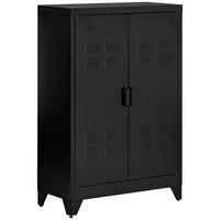 SIDEBOARD mit Lamellentüren Metallschrank mit verstellbaren Einlegeböden - Schwarz, Metall (33/110/75cm) - HOMCOM