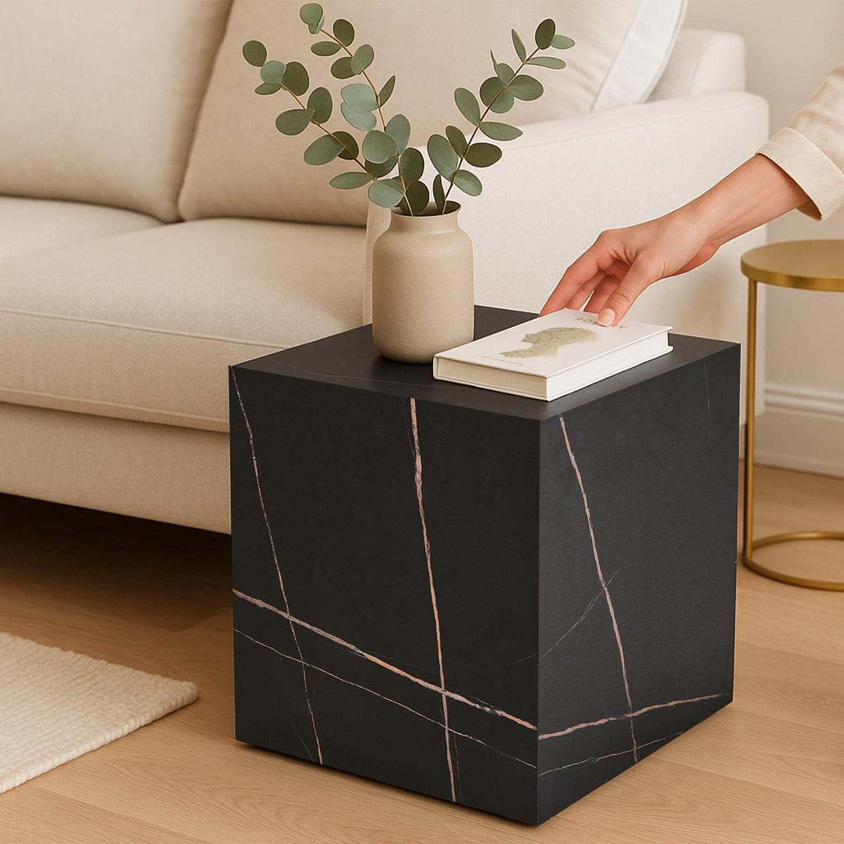 BEISTELLTISCH Ellelu - Schwarz, Holzwerkstoff (40/40/45cm) - [en.casa]