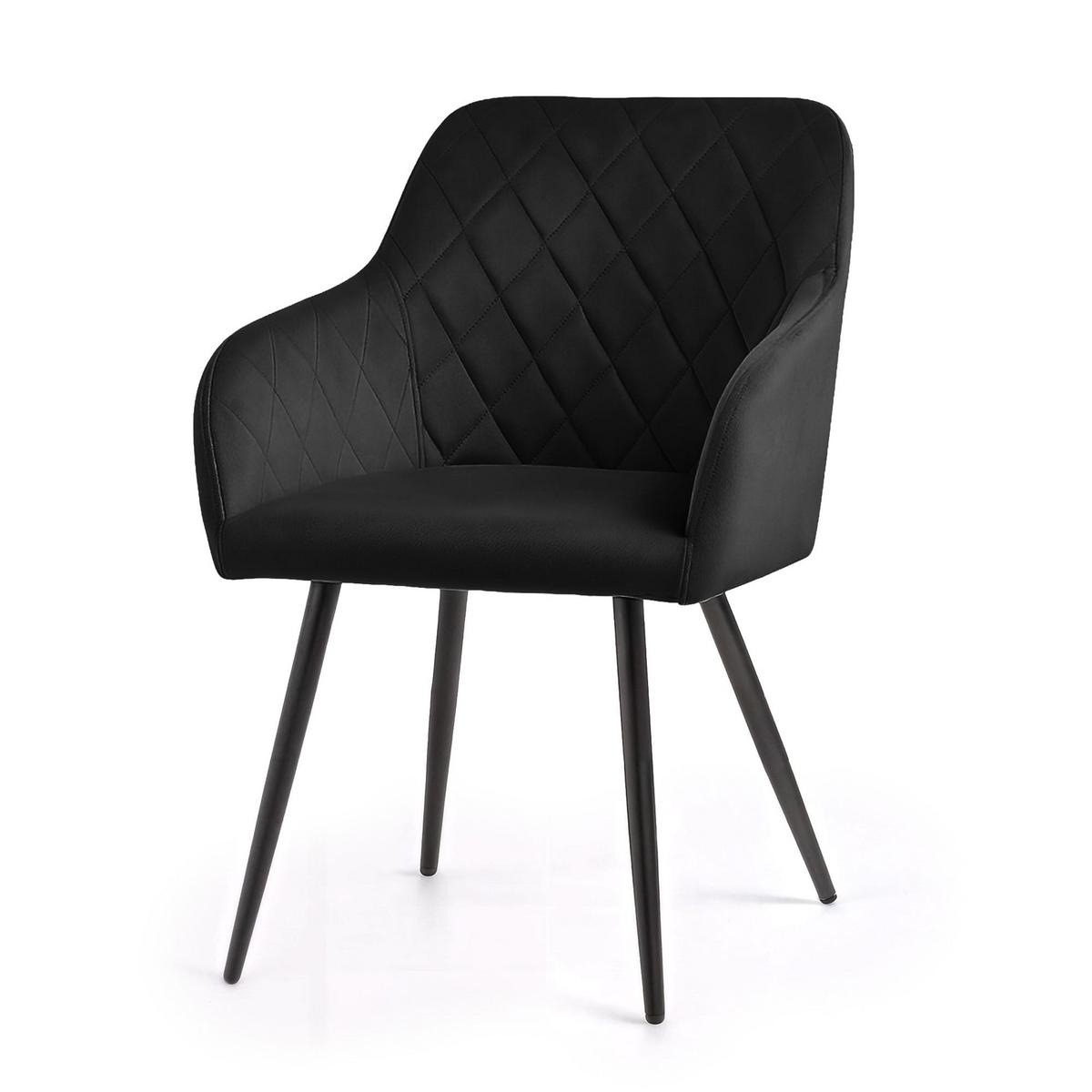 POLSTERSTUHL 4er Set, Metallbeine Schwarz 54,5/82/58 - Schwarz, Textil (55/82/52cm) - RAUMHIRSCH FURNITURE
