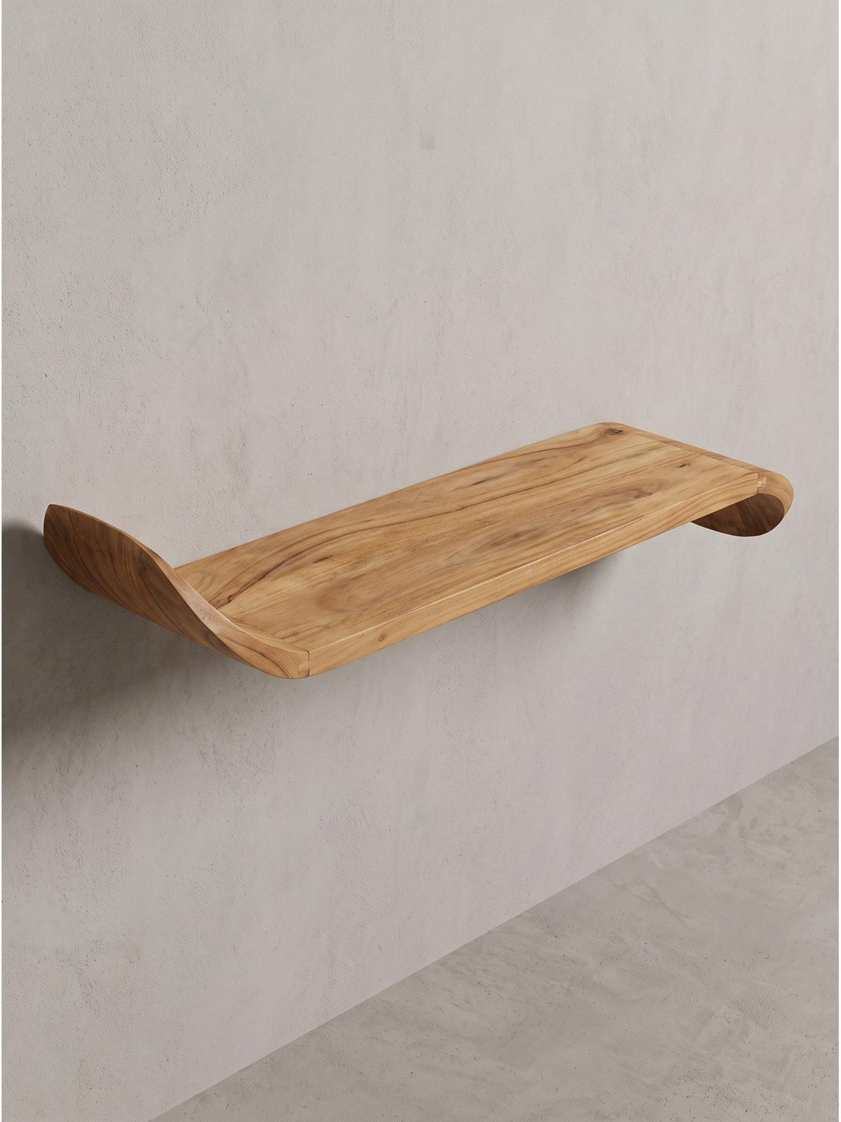 WANDREGAL ARBOGA, Mango Massivholz, handgefertigt, 100 x 20 x 36 cm - Braun, Holz (100/36/20cm) - KADIMA DESIGN