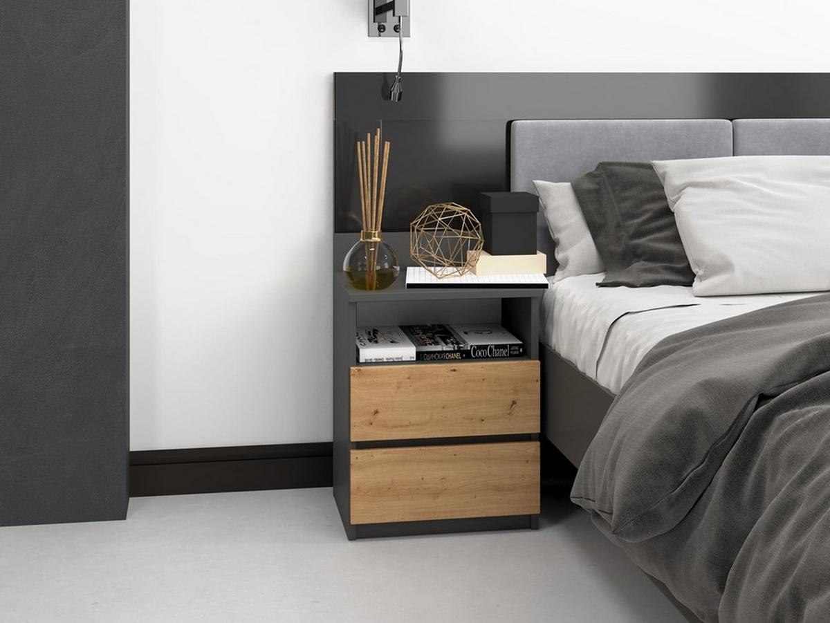 NACHTTISCH Anthrazit, Artisan 40/59/32 - Anthrazit, Holzwerkstoff (40/59/32cm) - RAUMHIRSCH FURNITURE