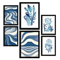 POSTER Set Mit 6 Immer Noch Natur In Blume Zusammenfassung Ästhetische Dekorative Gemälde Für Ihr Wohnzimmer Zuhause A3 & A4 Schwarzer Rahmen - Schwarz, Papier (29/3cm) - Nacnic