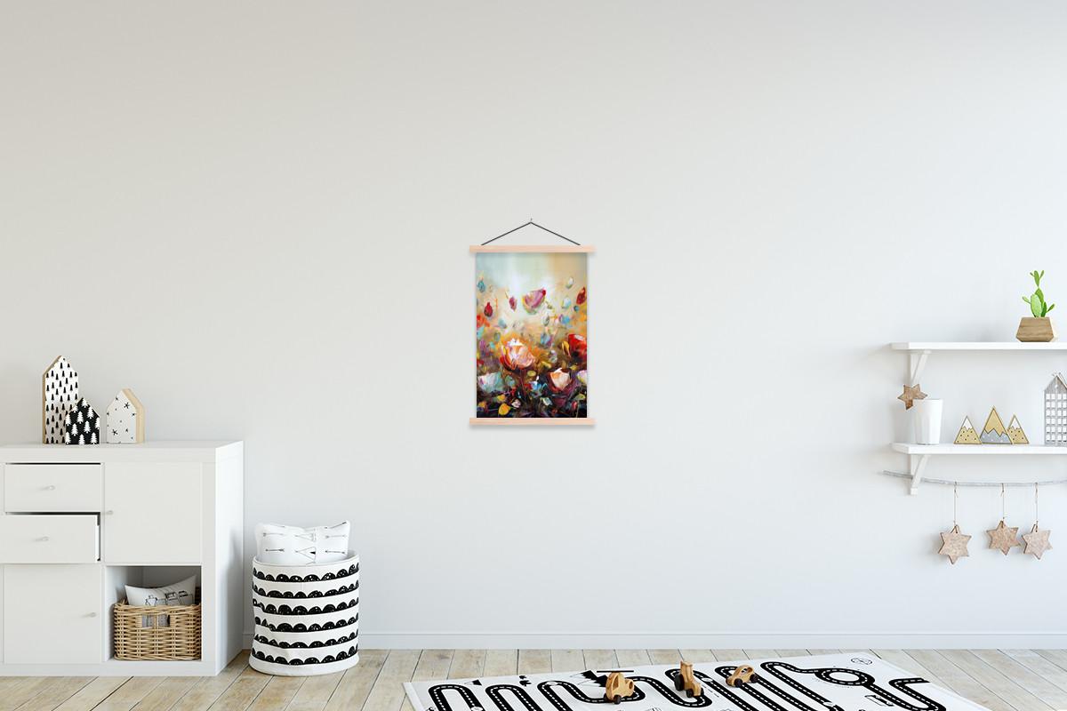 POSTER MIT MAGNETLEISTEN Blumen - Kunst - Natur - Ölgemälde Deko Wohnzimmer 40x60 cm - Multicolor, Textil (40/60/0.15cm) - MuchoWow