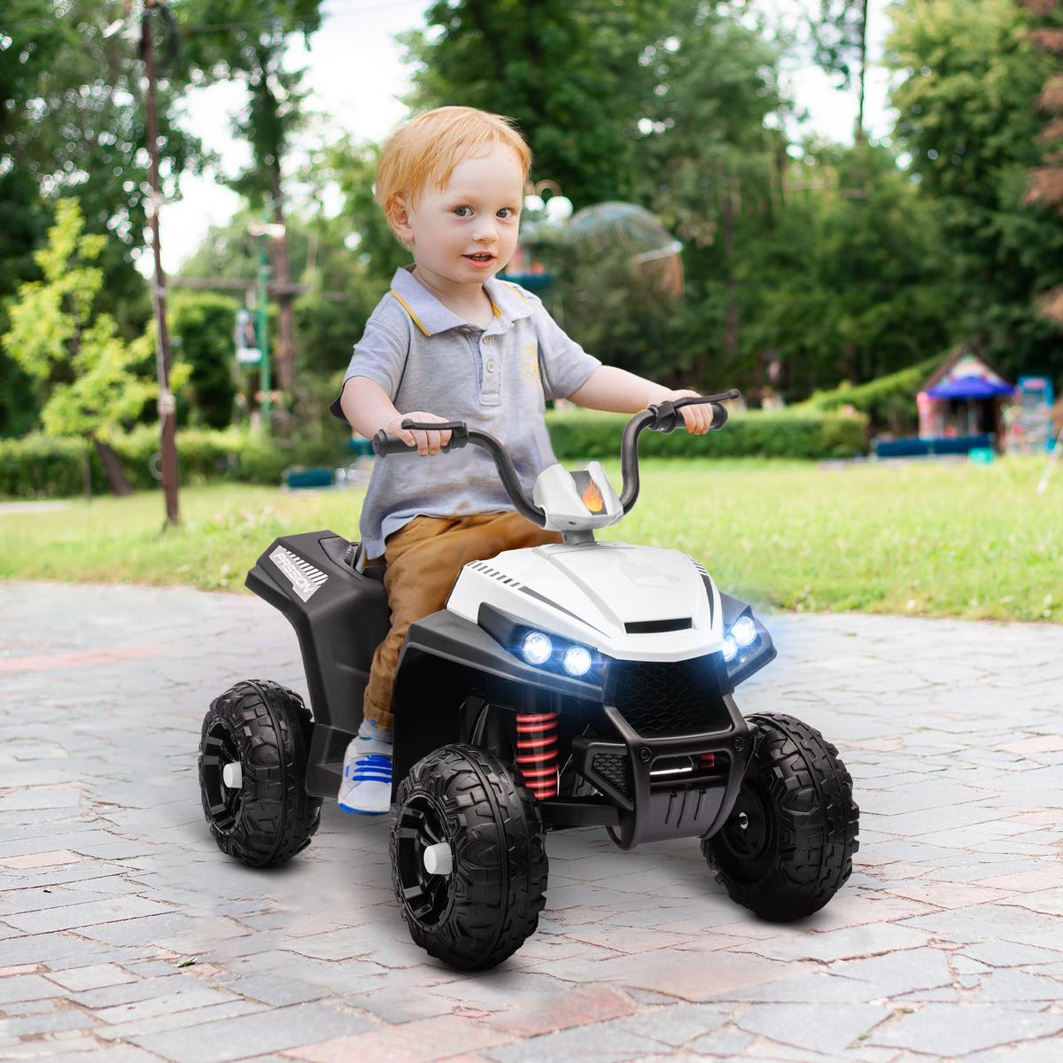 KINDER Elektroquad, Weiß, Kunststoff, Metall, 85cm x 55,5cm x 62cm - Weiß, Metall (85/55.5/62cm) - AIYAPLAY