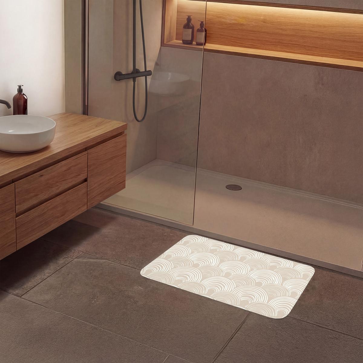 BADEMATTE Wellen - Textur - Beige 80x50 cm - Kaschmir, Textil (80/50cm) - OnlyWow