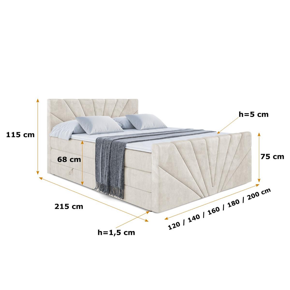 BOXSPRINGBETT MILTIO-Z KING - 140x200 - H3/H4 - Creme - Creme, Holzwerkstoff (140/200cm) - ALTDECOR