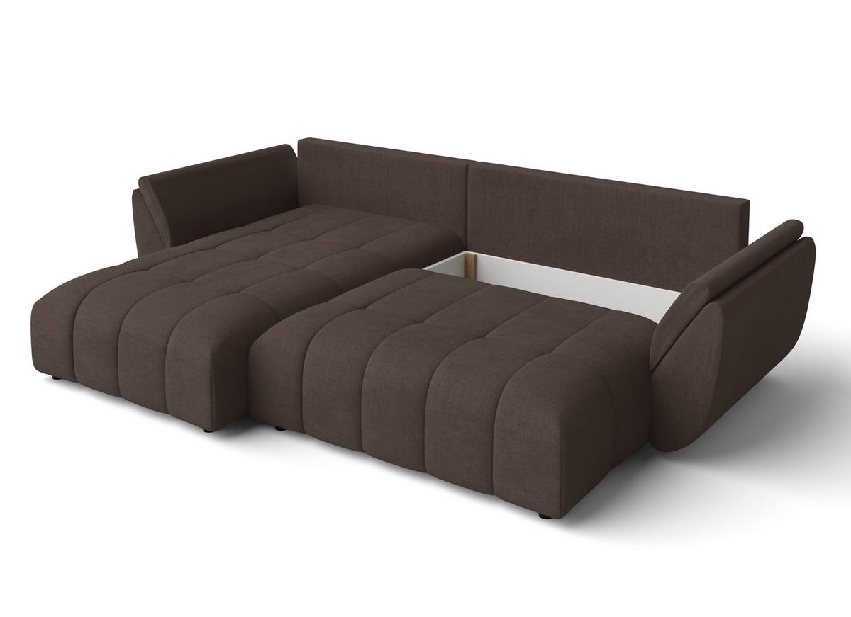 ECKSOFA L Form Verciani Braun 280/190/91 cm mit Schlaffunktion - Schwarz/Braun, Kunststoff/Textil (280/190cm) - AX Living