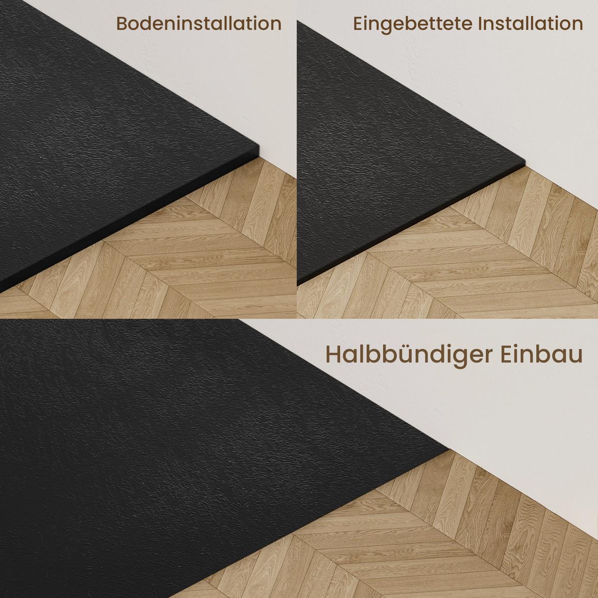 DUSCHWANNE mit rutschhemmender Oberfläche Schwarz 90/90 cm - Schwarz, Kunststoff (90/2.6/90cm) - EMKE