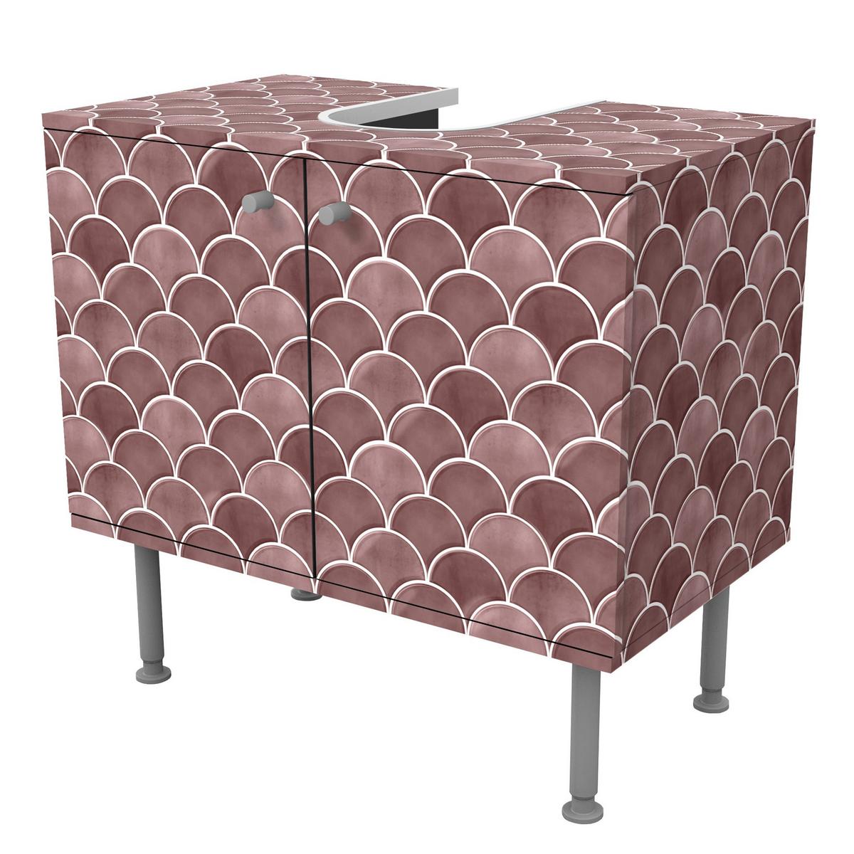 WASCHBECKENUNTERSCHRANK Fischschuppen Fliesen Keramikoptik Rosa 60/55/35 cm - Rosa, Holzwerkstoff (60/55/35cm) - Bilderwelten
