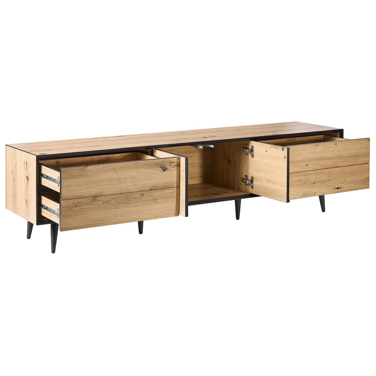 TV-MÖBEL Hellbraun Silverton - Hellbraun/Schwarz, Holzwerkstoff (180/46/37cm) - Beliani