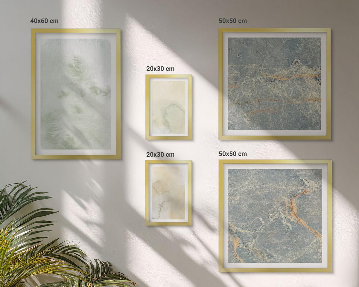 BILDER SET 5er Set - 50x50 cm & 20x30 cm & 40x60 cm Goldrahmen - Pastellfarben auf Aquarellleinwand - Goldfarben, Kunststoff (40/60cm) - TULUP