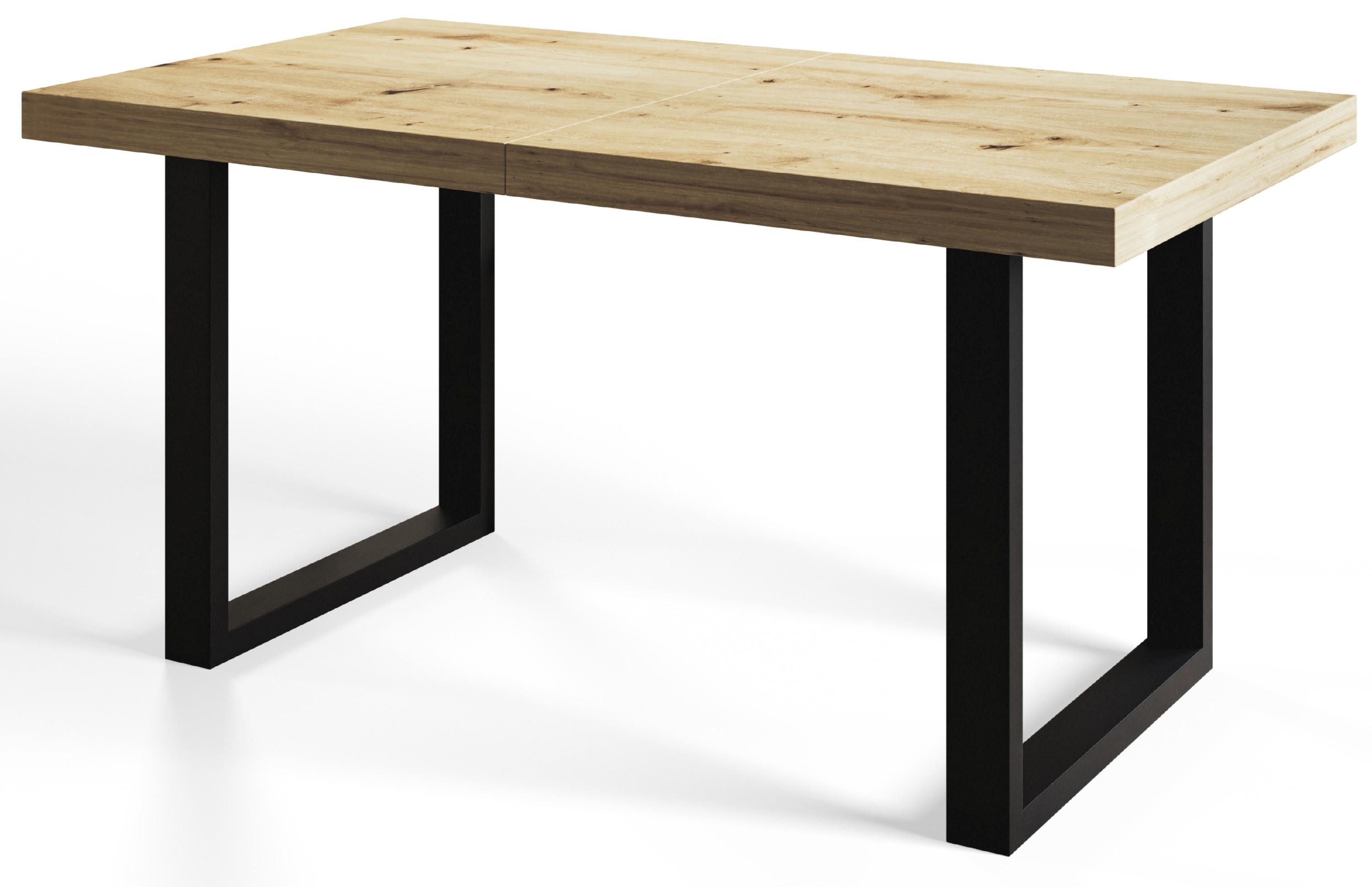 INDUSTRIELLER Esszimmertisch LOFT-U, ausziehbarer Tisch, Größe: 140-240X80X77 cm, Wohnzimmertisch Farbe: ARTISAN, mit Metallbeinen in Farbe Schwarz - Hellbraun/Schwarz, Holzwerkstoff (140/80/77cm) - Alpi-Möbel