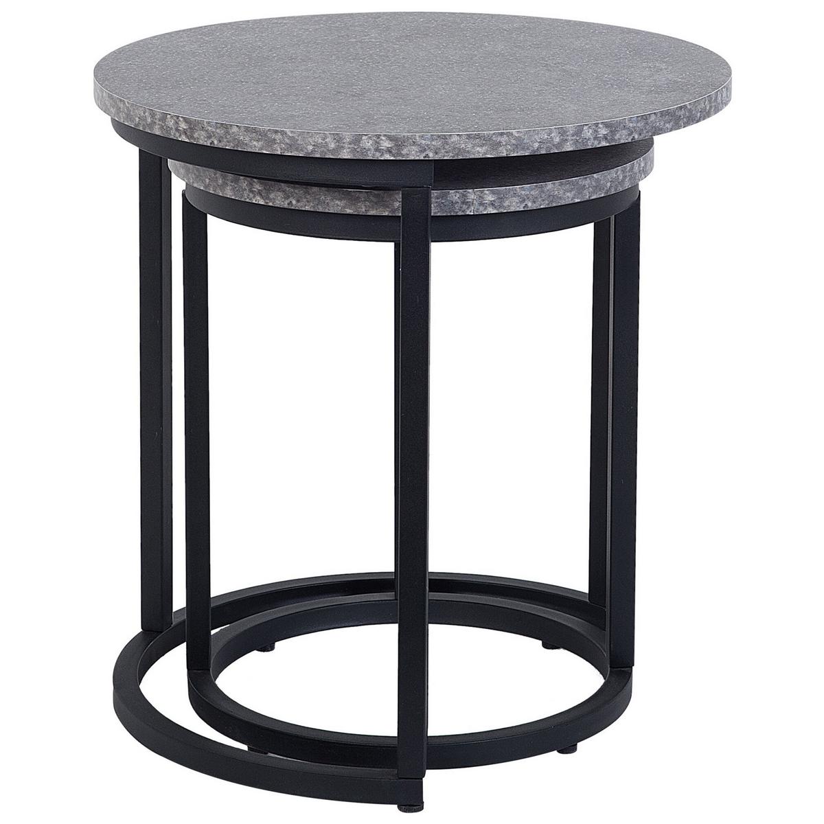 BEISTELLTISCH 2er-Set Rund Schwarz, Grau Dixie - Schwarz, Holzwerkstoff (48/48/50cm) - Beliani