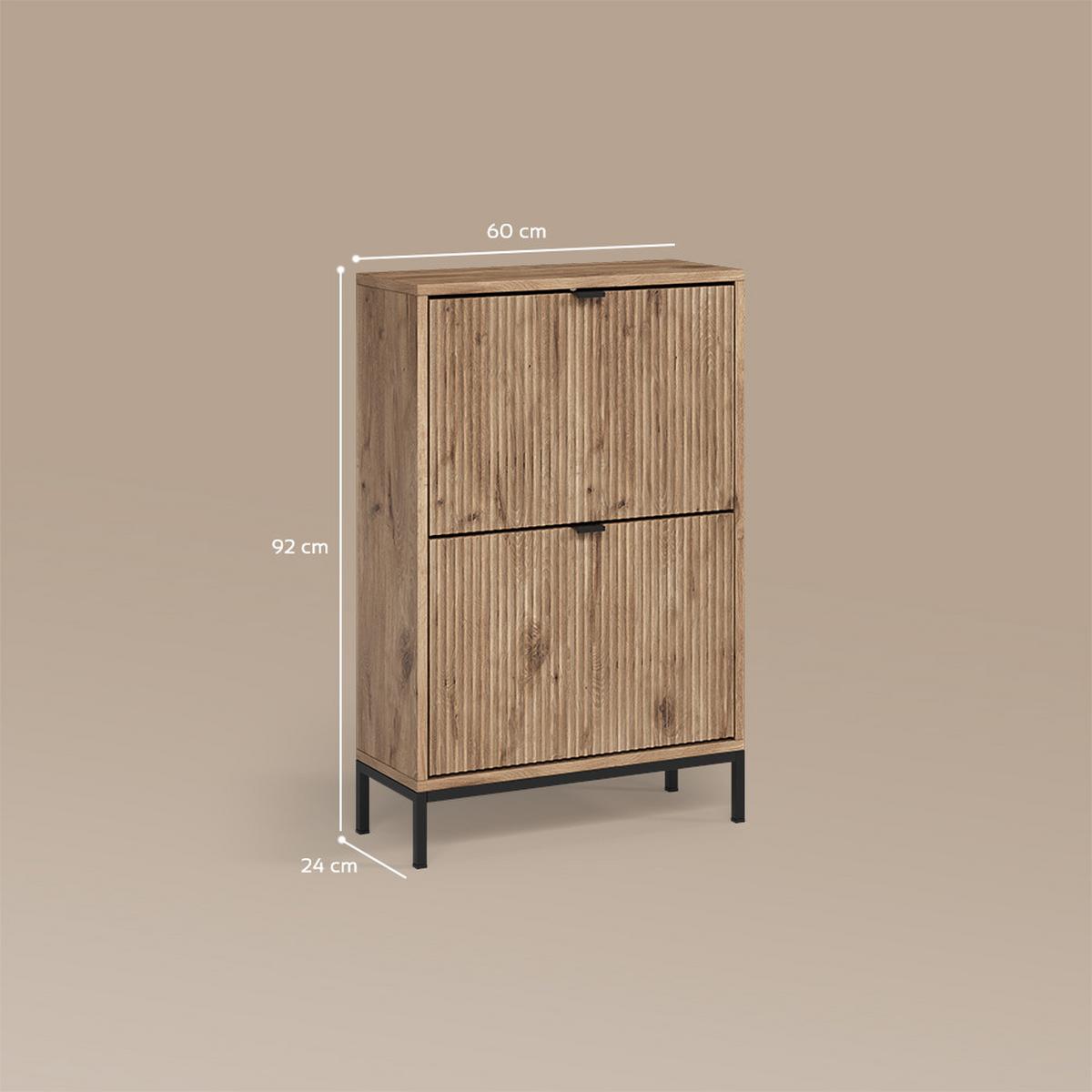 SCHUHKIPPER Aterno Viking Oak 60 x 92 cm mit 2 Klappschubladen - Eichefarben, Holzwerkstoff (60/92/24cm) - Livinity®