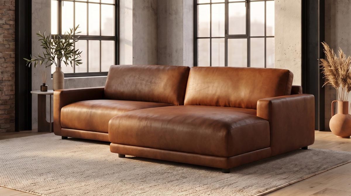 ECKSOFA MARLIN Braun Lederfaserstoff - Schwarz/Braun, Leder/Kunststoff (168/262cm) - KAWOLA