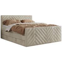 BOXSPRINGBETT PARIS KING DUO - 120/200 - Beige Velvet - H3 - Beige, Holz/Textil (120/200cm) - MKS