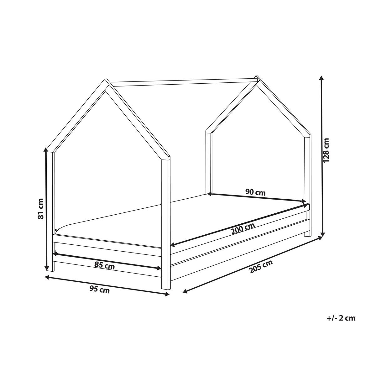 KINDER-HAUSBETT Grau 90-200 cm Appy - Grau, Holz (90/200cm) - Beliani