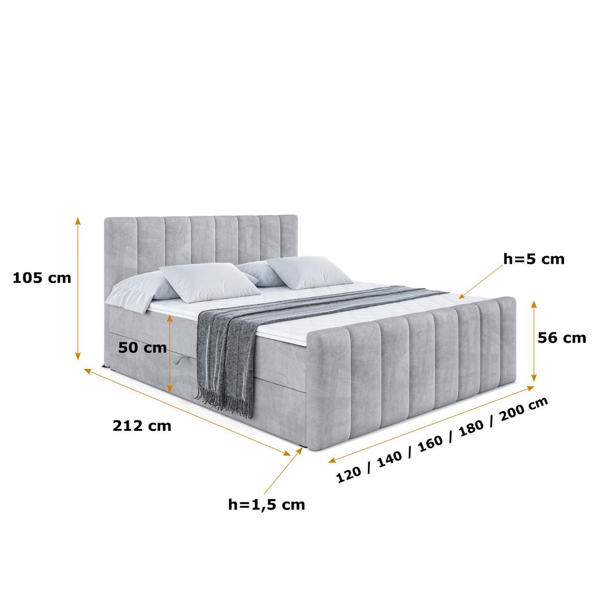 BOXBETT OTTA-Z - 180x200 cm - H3 - Hellgrau - Hellgrau, Holzwerkstoff (180/200cm) - ALTDECOR