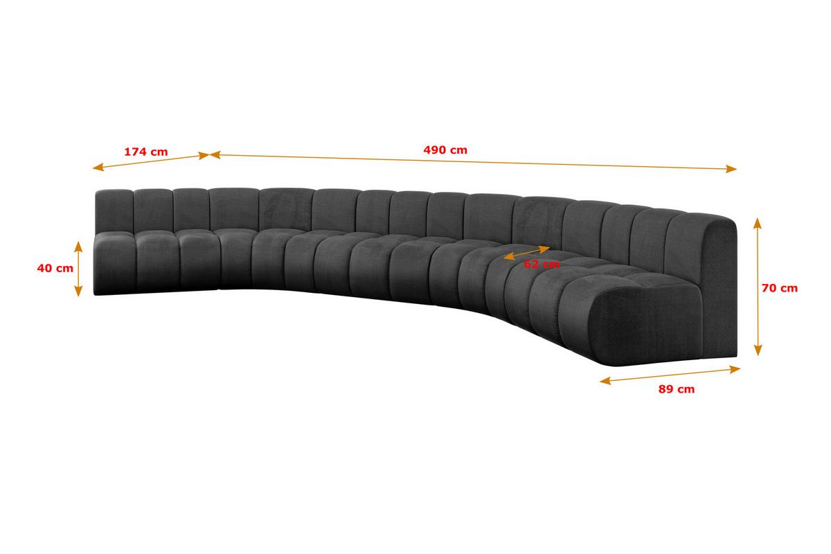 WOHNLANDSCHAFT modulares Sofa Montra-U1 - 490x174x70 cm Schwarz - Schwarz, Holzwerkstoff/Textil (490/70/174cm) - ALTDECOR