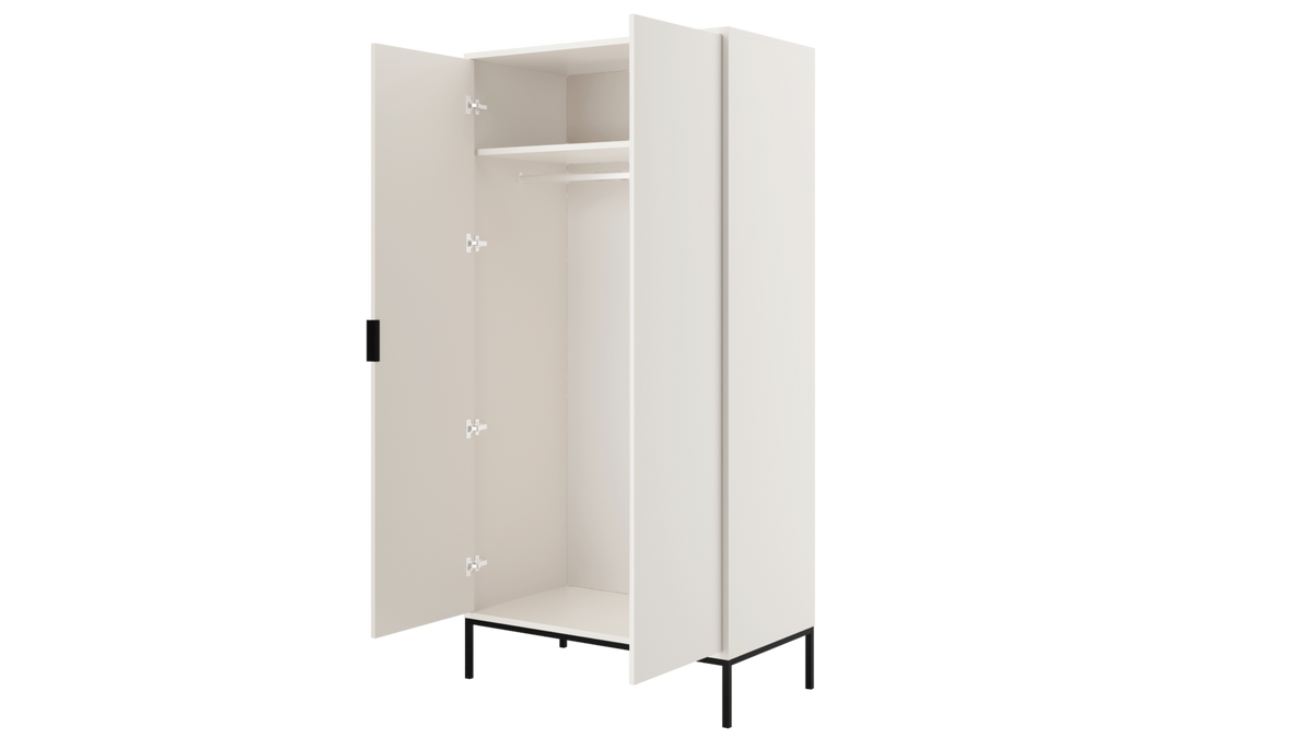 DREHTÜRENSCHRANK Austin - Schwarz/Weiß, Holzwerkstoff (55/205/100cm) - RAUMHIRSCH FURNITURE