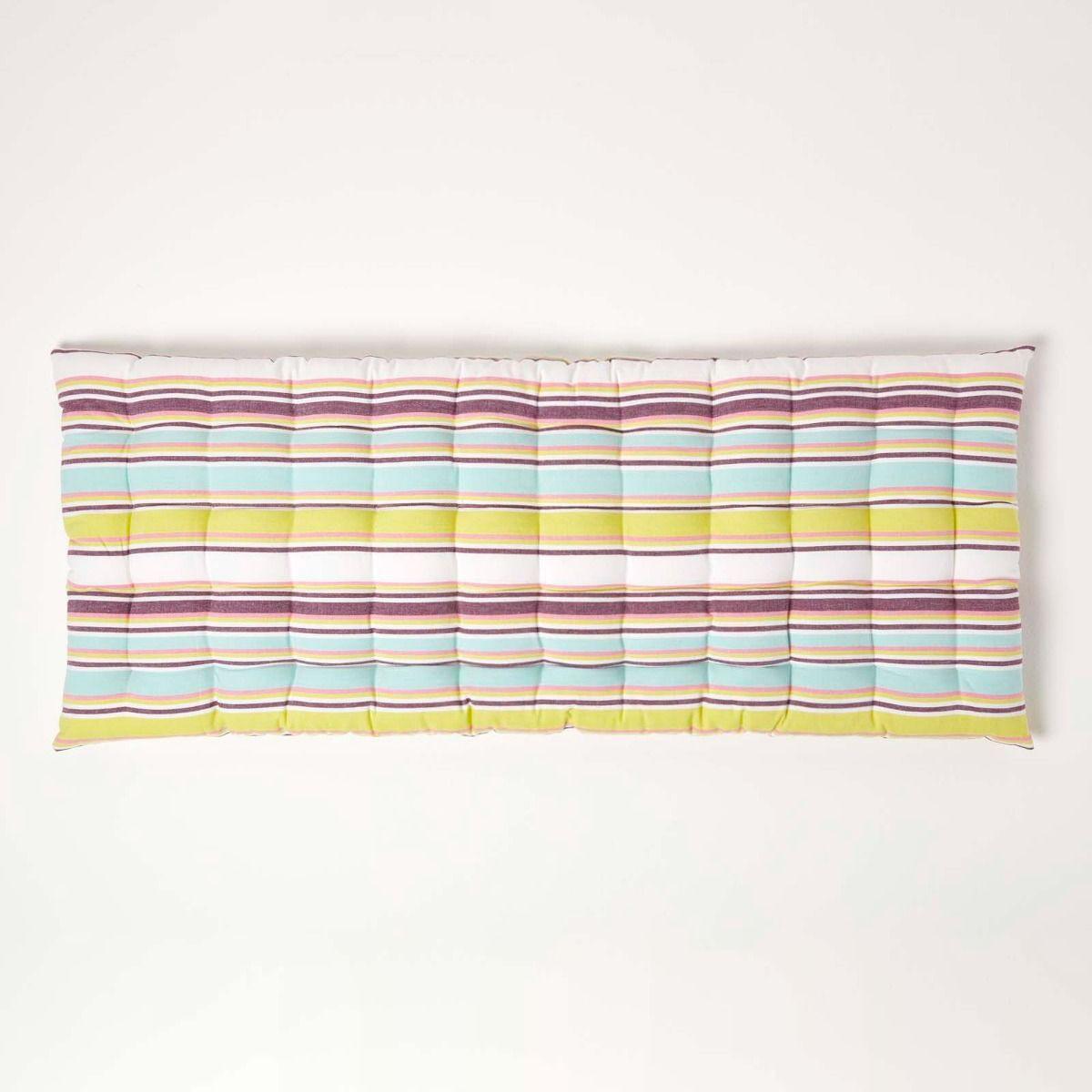 BANKAUFLAGE Osaka, 2-Sitzer bunt gestreift - Grün, Textil (108/42/5cm) - Homescapes