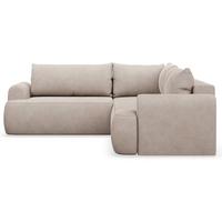 ECKSCHLAFSOFA Ovo BEIGER VELOURSSTOFF universell MIT BETTKASTEN - Beige/Schwarz, Kunststoff/Textil (245/245cm) - Selsey