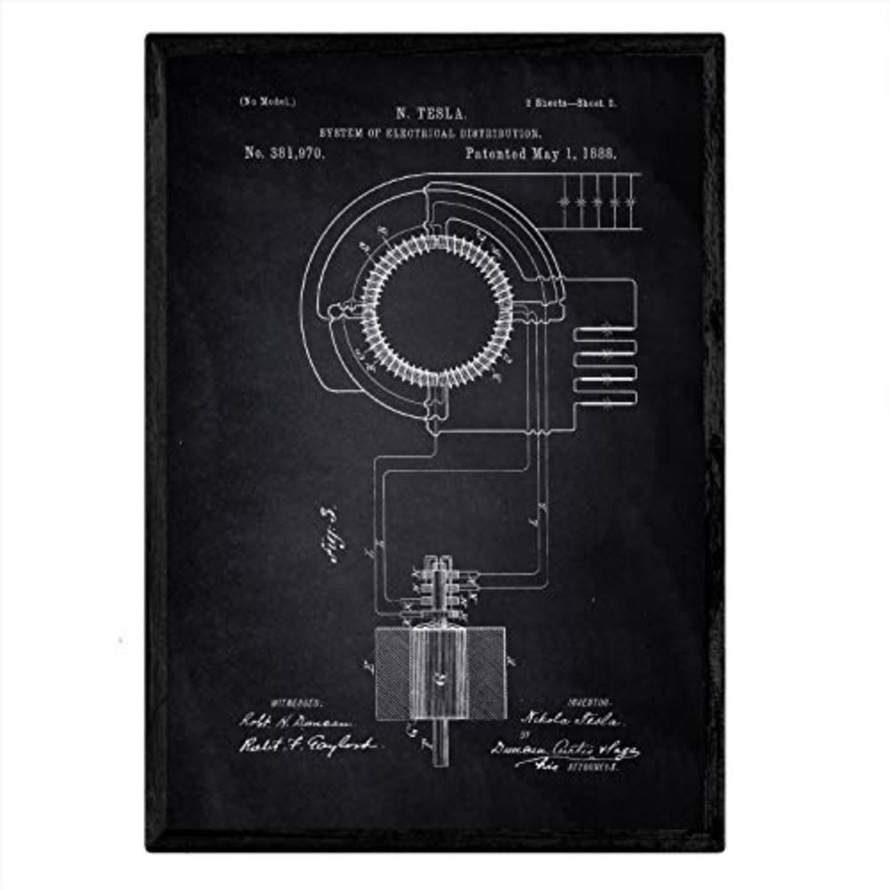 POSTER Elektrisches Verteilungssystem Patent A3 Rahmenlos - Klar/Schwarz, Papier (29.7/5/42cm) - Nacnic
