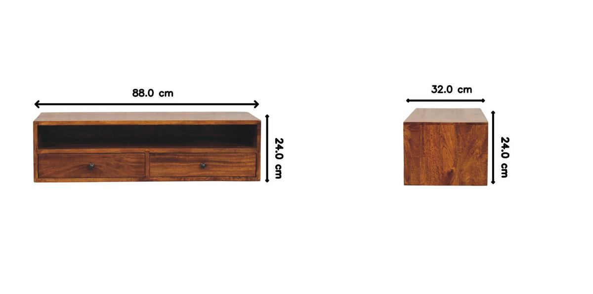MEDIENEINHEIT mit Kastanien-Finish, 2 Schubladen, 1 offene Ablage, Braun - Braun, Holz (88/24/32cm) - Artisan Furniture