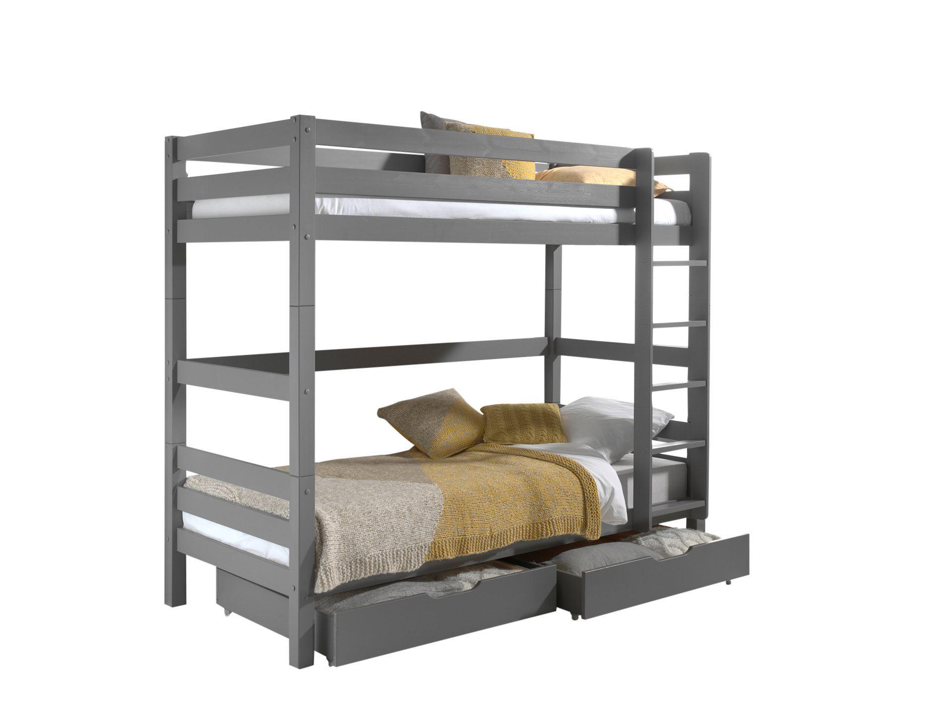 ETAGENBETT Karolina 210x182x105 aus Massivholz in grau - Grau, Holz (90/200cm) - 58aufmkessel