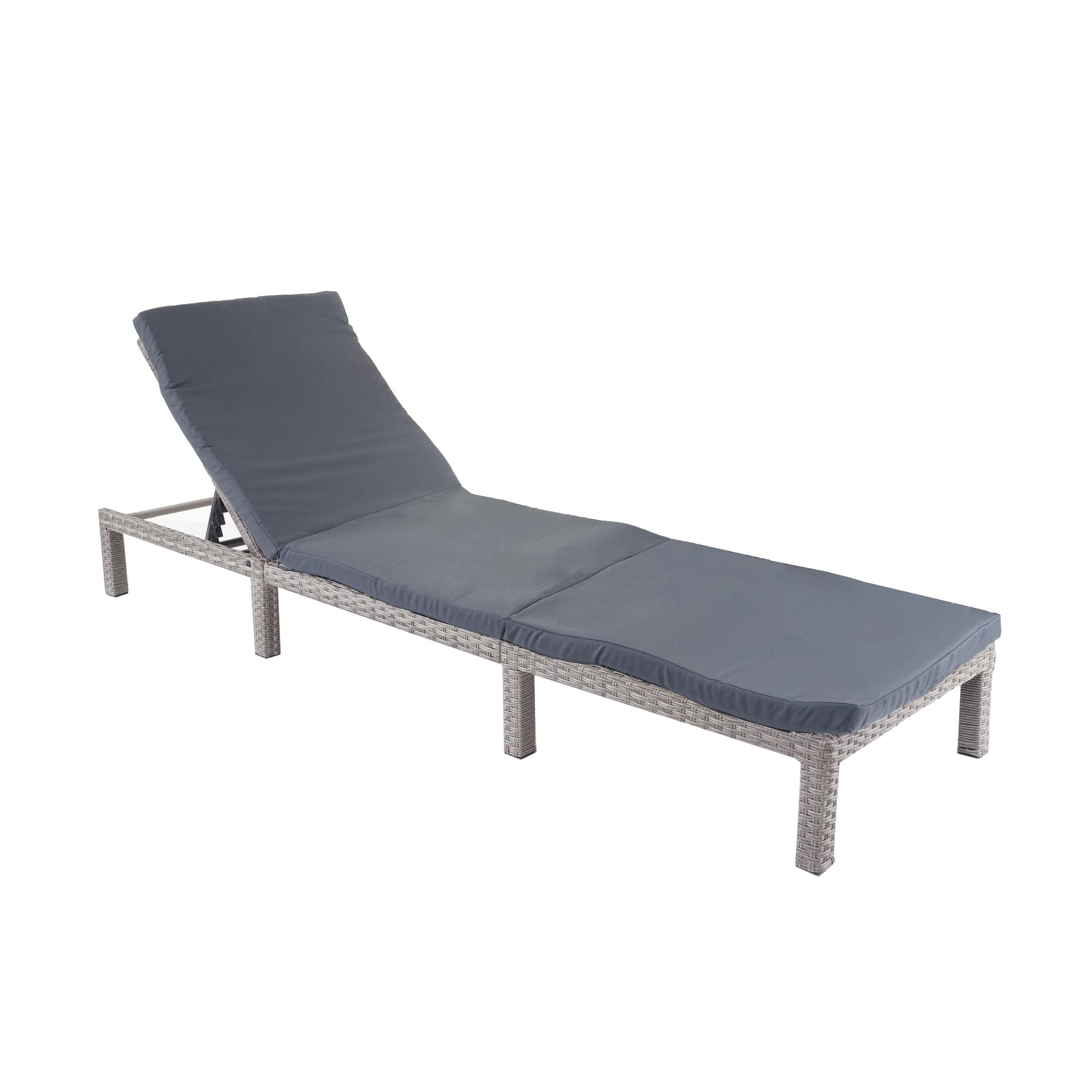POLY-RATTAN SONNENLIEGE BASIC Grau, Grau - Grau, Kunststoff (60/71/198cm) - MCW