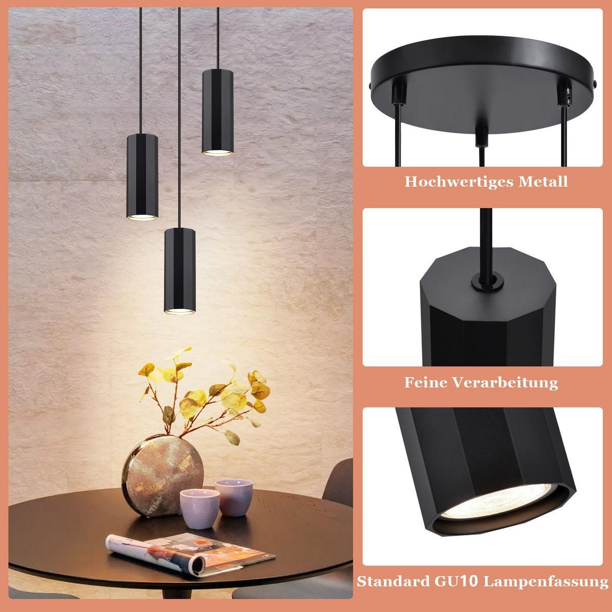 PENDELLEUCHTE Stärke 3-flammig 20/20/170 cm - Schwarz, Metall (20/20/170cm) - Nettlife