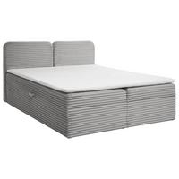 KONTINENTALBETT Lars 160x200 cm mit Topper, Bonnelmatratze, Cord-Stoff, Hellgrau - Hellgrau, Textil (160/200cm) - Beautysofa