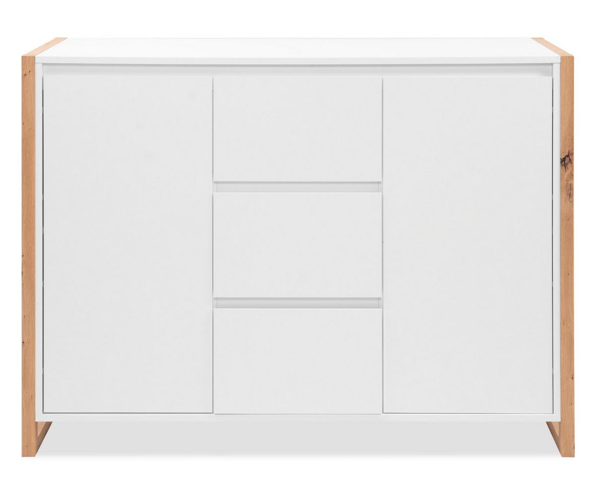 SIDEBOARD weiß, Eiche Artisan 120 x 88 cm, Kommode mit viel Stauraum - Weiß/Eiche Artisan, Holzwerkstoff (120/88/40cm) - Furn.Design