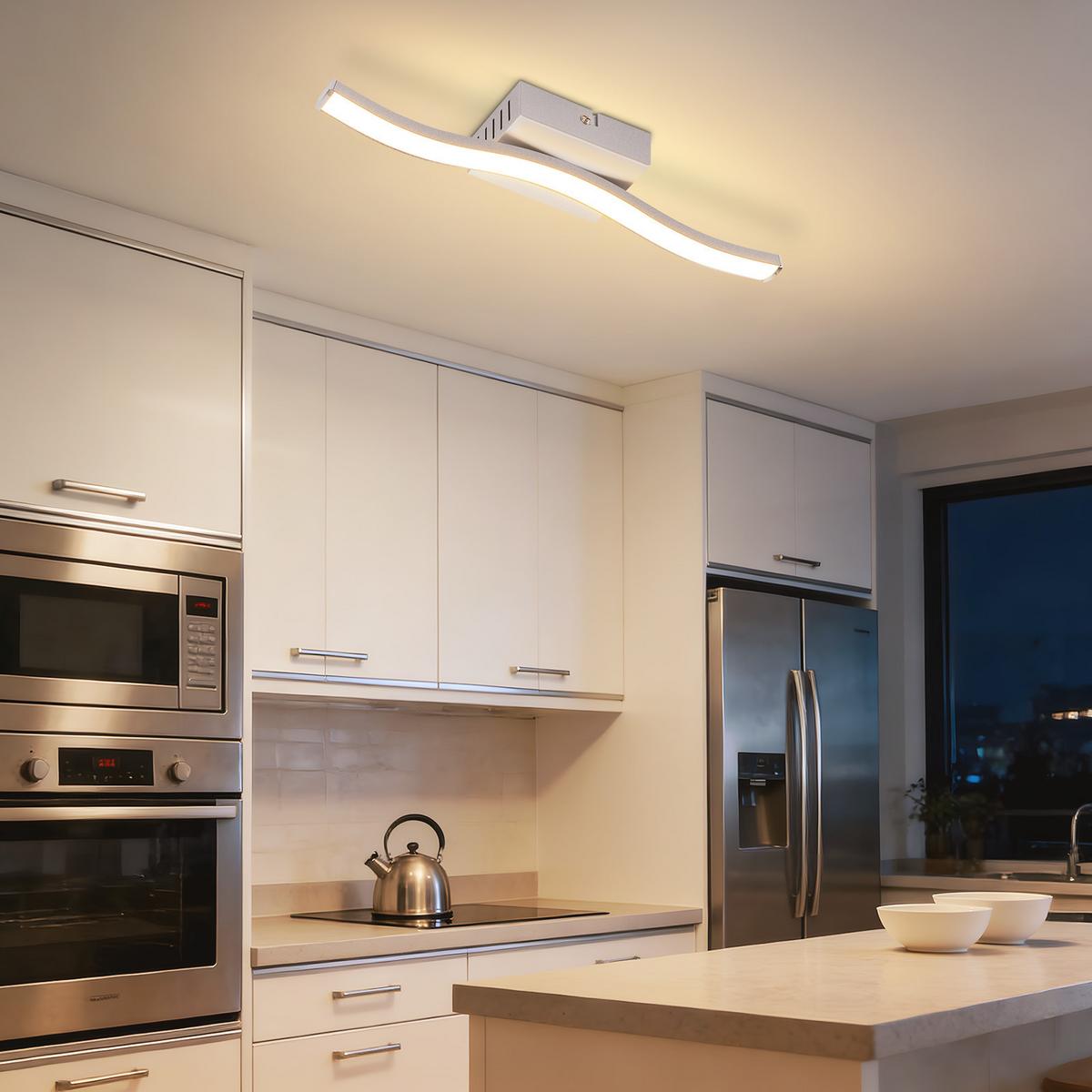 LED DECKENLEUCHTE Nimbus 34.5/7/5.5 cm - Silberfarben, Kunststoff (34.5/7/5.5cm) - ZMH