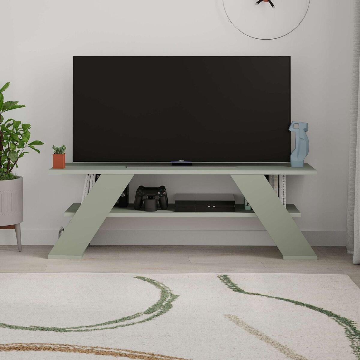 TV-MÖBEL 3 Regale L120 cm - Farfalla - Grün, Holzwerkstoff (33.5/40/12.2cm) - Calicosy