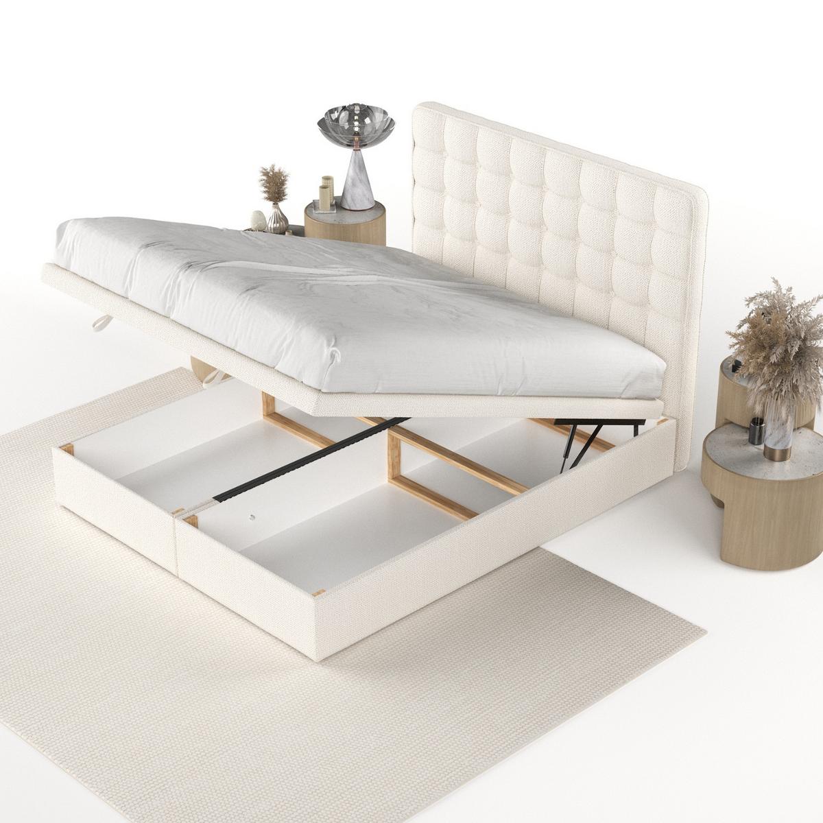 POLSTERBETT Celestia mit Stauraum 160/200 cm Creme im Alta Stoff - Creme/Schwarz, Holz/Holzwerkstoff (160/200cm) - AltaBeds