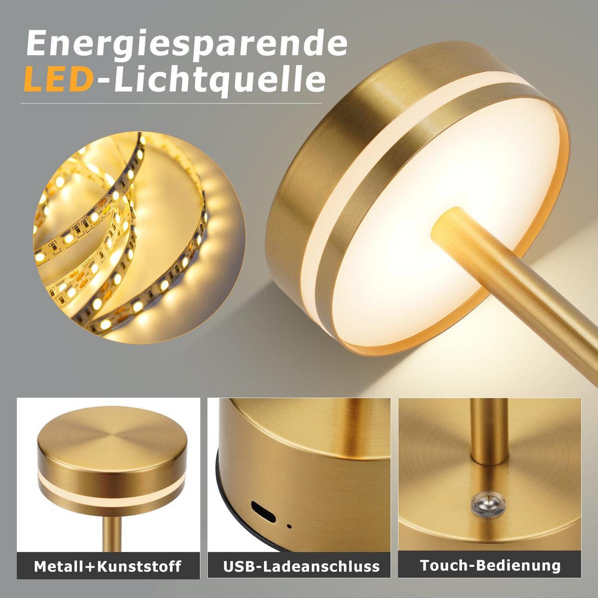 TISCHLEUCHTE Flammer 8/8/31.5 cm - Goldfarben, Kunststoff/Metall (8/8/31.5cm) - ZMH