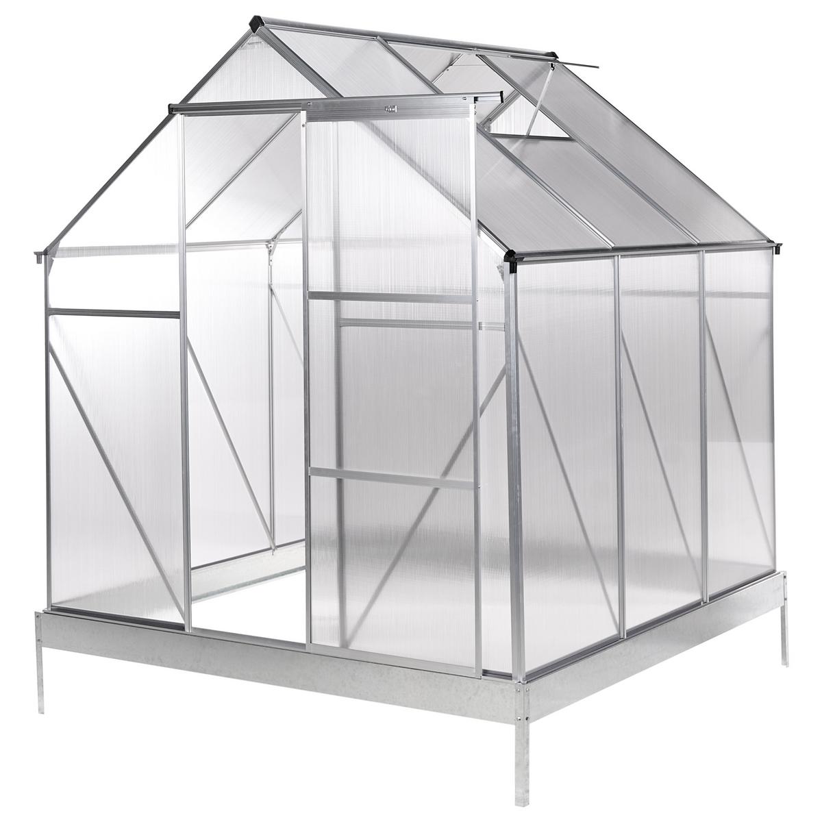 GEWÄCHSHAUS Silber 190 cm Apulia - Transparent/Silberfarben, Kunststoff (191/230/190cm) - Beliani