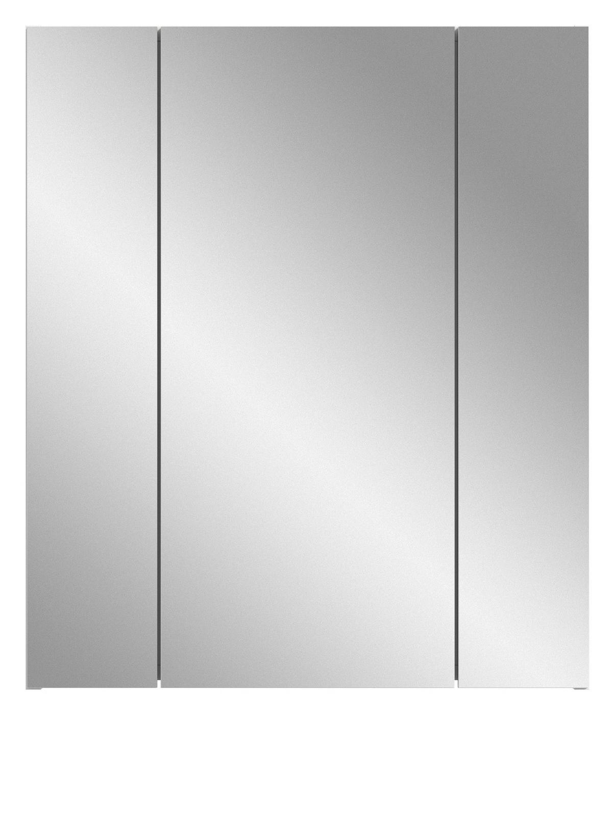 SPIEGELSCHRANK weiß 60 x 70 cm, Badschrank 3-türig mit Spiegel - Weiß, Glas/Holzwerkstoff (60/70/18cm) - Inn.Furn