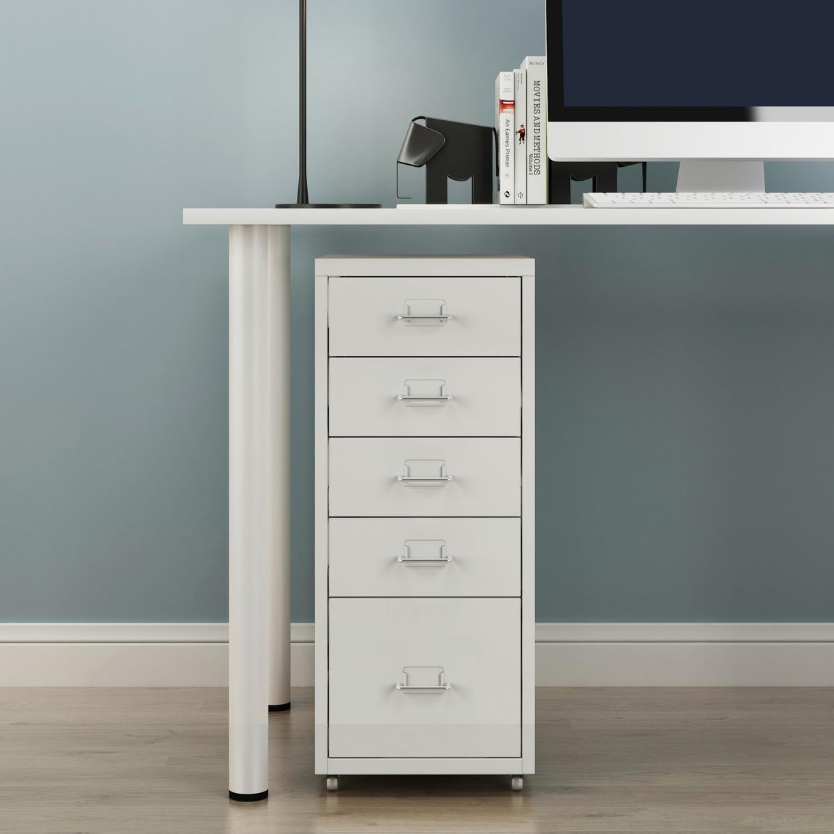 ROLLCONTAINER Kökar - Weiß, Metall (28/69/41cm) - [en.casa]