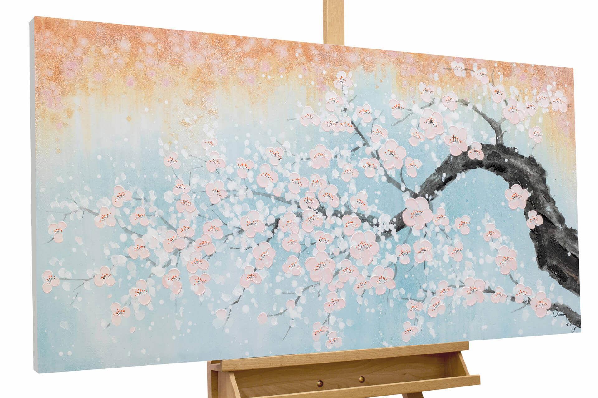ACRYLBILD HANDGEMALT 120/60 cm - Blau/Pink, Holz/Textil (120/60cm) - KUNSTLOFT